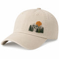 Beige Basecap mit Berg- und Sonnenstickerei, Verstellbar