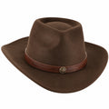 Brauner Cowboyhut aus Wollfilz mit Ledergarnitur