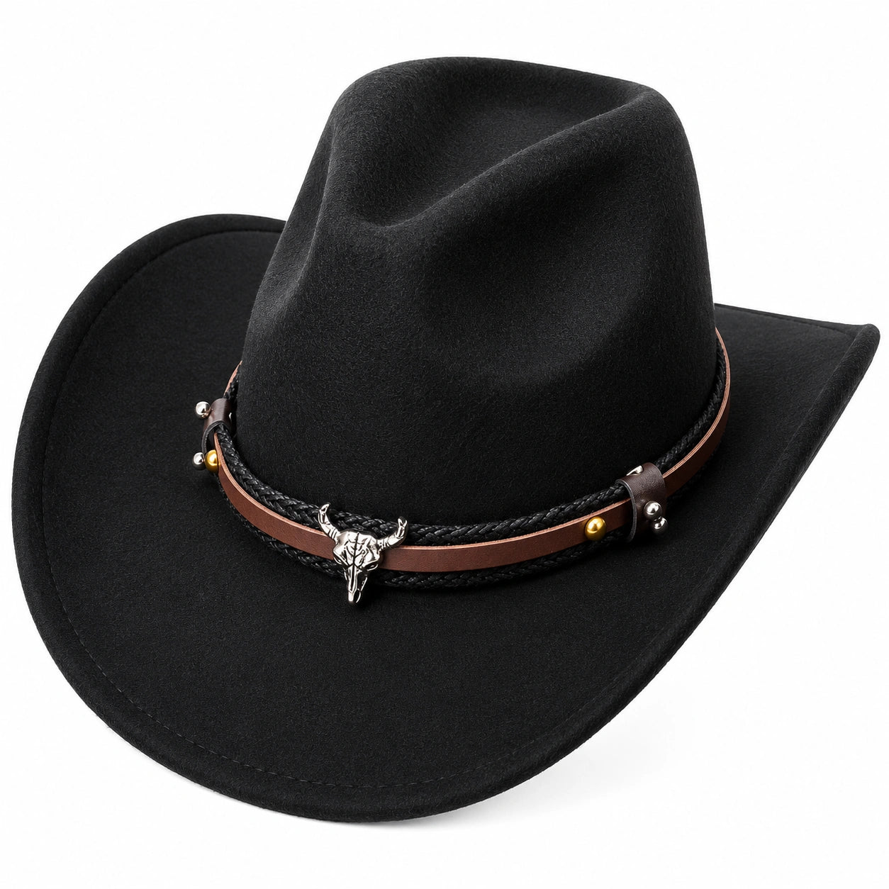 Westernhut Schwarz mit Stieremblem