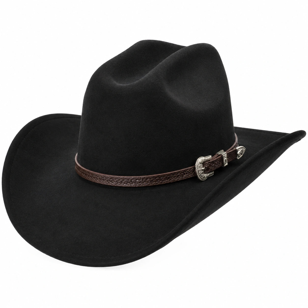 Schwarzer Unisex Cowboyhut mit Schnalle