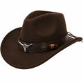 Brauner Cowboyhut mit Stier-Emblem