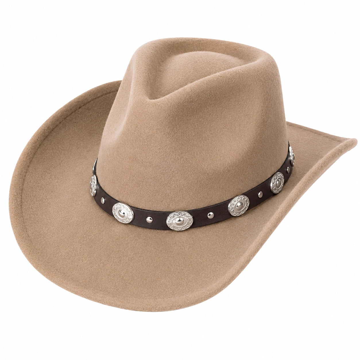 Western Cowboyhut Beige mit Lederband