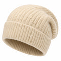 Klassische Rippstrick-Beanie Mütze für Unisex in Beige