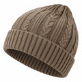 Unisex Strickmütze mit Zopfmuster in Braun