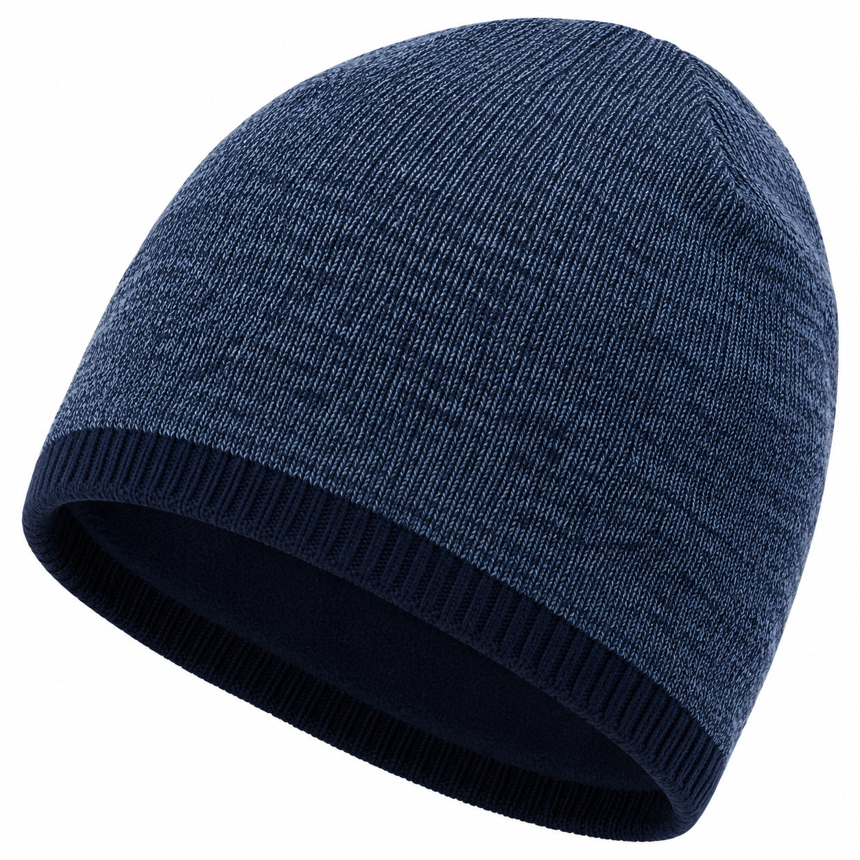 Warme Blaue Strickmütze mit Fleece-Futter für Erwachsene
