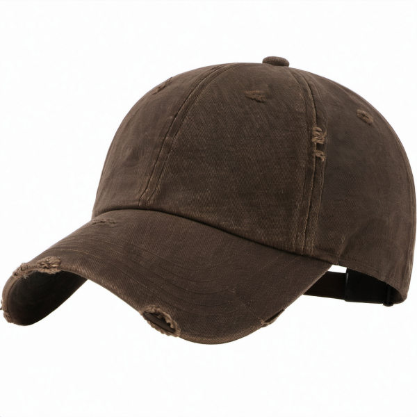 Verstellbare Vintage-Baseballkappe im Used-Look Braun