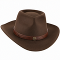 Brauner Cowboyhut aus Wollfilz mit Ledergarnitur