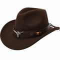 Brauner Cowboyhut mit Stier-Emblem
