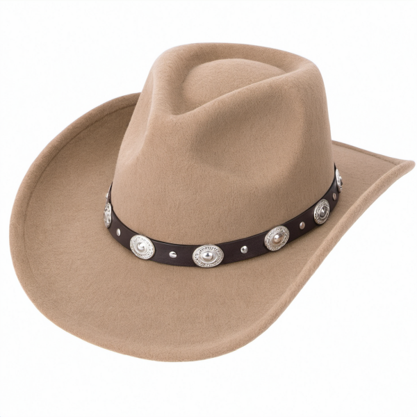 Western Cowboyhut Beige mit Lederband