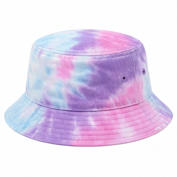 Unisex Fischerhut Batikmuster in Blau, Lila und Rosa