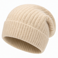 Klassische Rippstrick-Beanie Mütze für Unisex in Beige