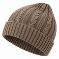 Unisex Strickmütze mit Zopfmuster in Braun