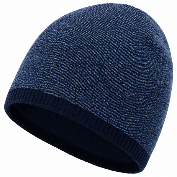Warme Blaue Strickmütze mit Fleece-Futter für Erwachsene